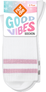 Socken mit Glitzer-Streifen weiß + grau + rosa Gr. 39-42 nur die