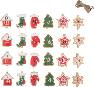 dřevěné dekorace na kolíčku s čísly Anděl