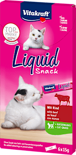 Kremowa przekąska dla kota Liquid Snack, z wołowiną i inuliną, 6x15 g Vitakraft