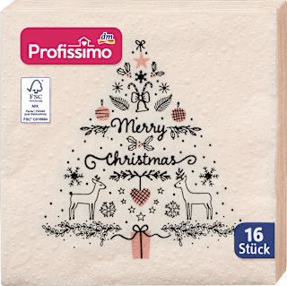 Troslojne salvete - motiv: jelka, 25 × 25 cm Profissimo