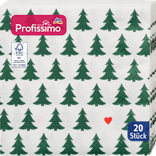 Troslojne salvete - motiv:  jelki i srca,, 25 × 25 cm Profissimo