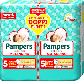 Pannolini Baby-dry Mutandino taglia 5 junior Bipacco (12-18 kg) Pampers