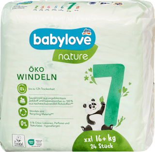 Windeln Öko Gr. 7 XXL (16+ kg) babylove nature