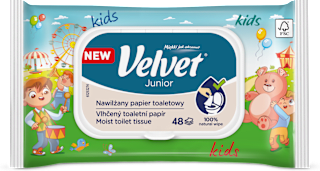 Nawilżany papier toaletowy  Junior Velvet