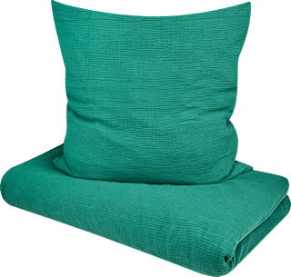 Bettwäsche-Set aus Musselin, grün, 155 x 220 + 80 x 80 cm ALANA