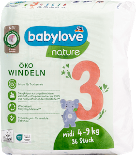 Windeln Öko Gr. 3 Midi (4-9 kg) babylove nature