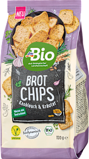 Chips di pane all'aglio ed erbe aromatiche dmBio