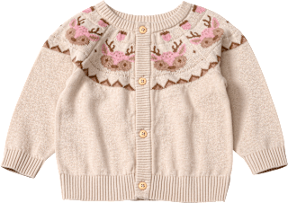 Strickjacke mit Rentier-Norweger-Muster, weiß & rosa, Gr. 80 ALANA