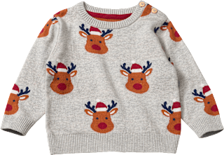 Pullover aus Strick mit Rentier-Muster, grau, Gr. 80 ALANA