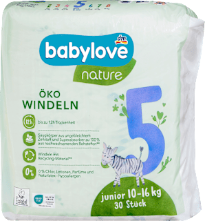 Windeln Öko Gr. 5 Junior (10-16 kg) babylove nature