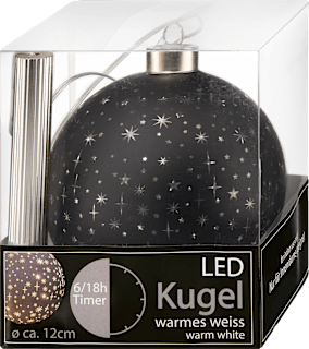 LED Kugel Sternenglanz zum Hängen, schwarz (12 cm) Dekorieren & Einrichten
