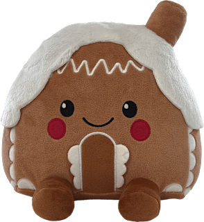 Plüschlebkuchenhaus mit Beinchen & Gesicht Dekorieren & Einrichten