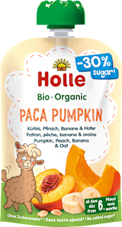Quetschie Paca Pumpkin Kürbis, Pfirsich, Banane & Hafer, ab dem 6. Monat Holle