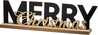 Holzschriftzug "Merry Christmas", schwarz-gold BRAUNS-HEITMANN