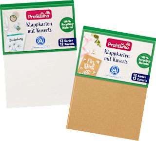 Klappkarten-Set mit Kuverts aus Recycling-Material, natur/weiß Profissimo