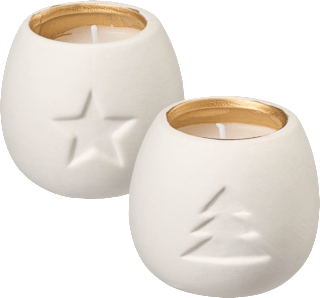 Kerzenglas gefüllt aus Keramik, weiß-matt Dekorieren & Einrichten