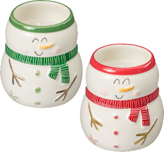 Kerzenglas gefüllt, Schneemann, weiß-grün BOLTZE