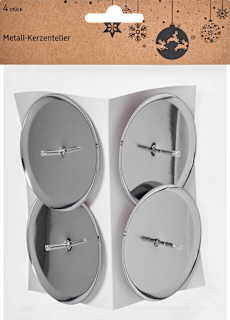 Kerzenhalter aus Metall rund, silber, 4 St
