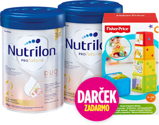 Následná dojčenská mliečna výživa Profutura DUOBIOTIK 2 + Fisher Price veža Nutrilon