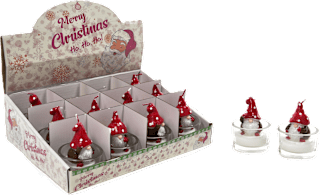 Candela tealight natalizia in vetro assort. m HOME