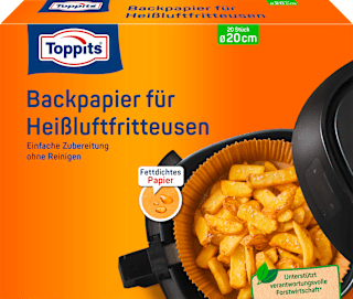 Backpapier für Heißluftfritteuse rund Toppits