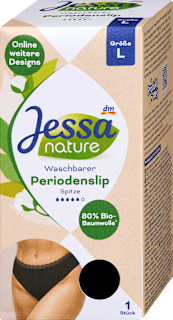 Periodenunterwäsche Slip Spitze nature schwarz, Gr. L Jessa