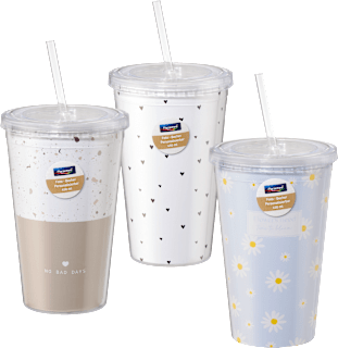 Lonček za pitje s slamico in prostorom za fotografijo, več različic Paradies