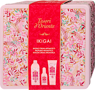 Eau de toilette, tusfürdő és habfürdő ajándékcsomag fémdobozban Tesori d'Oriente