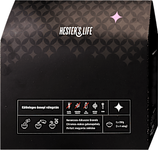 Ünnepi válogatás ajándékcsomag, granola, gabonapehely és zabkása, 3x200 g Hester’s Life