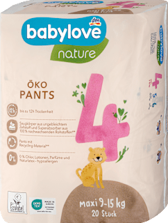 Öko bugyipelenka nature Maxi, 4-es méret, 9-15 kg babylove