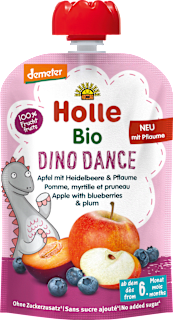 Quetschie Dino Dance Apfel mit Heidelbeere & Pflaume ab dem 6. Monat Holle