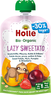 Quetschie Lazy Sweetato Süßkartoffel, Pflaume, Kürbis & Erdbeere ab dem 6. Monat Holle