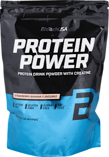 Jahodovo-banánový proteínový nápoj v prášku Protein Power s kreatínom BioTechUSA