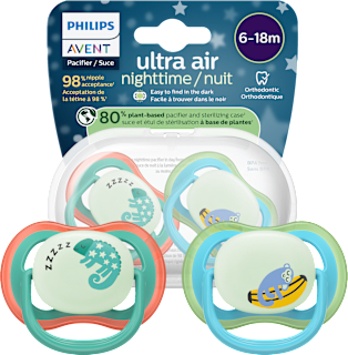 Smoczek uspokajający Ultra Air Nighttime 6-18m, chłopiec, świecący w ciemności PHILIPS AVENT