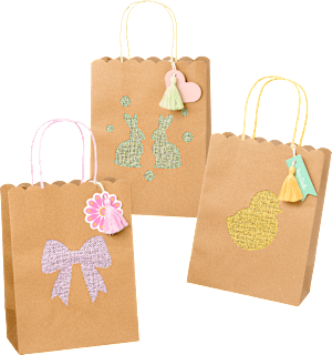 Geschenktasche Küken/Hase/Schmetterling, midi, mit Anhänger Profissimo