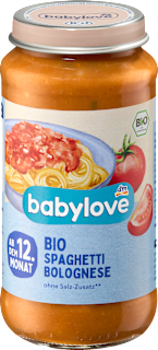Spaghetti bolognese bez dodatku soli** z olejem rzepakowym Bio, od 12. miesiąca babylove