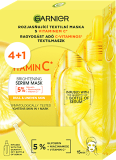 Rozjasňujúca textilná pleťová maska Vitamin C 4 + 1 ks GARNIER