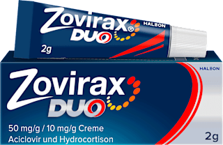 Zovirax Duo Creme bei Lippenherpes. 5 % Aciclovir, 1 % Hydrocortison Tube Zovirax