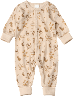 Schlafanzug aus Wolle mit Mitwachsfunktion & Waldtier-Muster, Gr. 98/104 ALANA