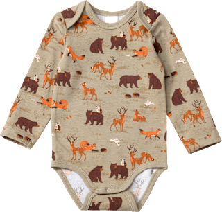 Body Langarm Pro Climate mit Waldtier-Muster, braun & grün, Gr. 86/92 ALANA