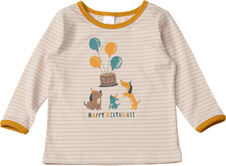 Langarmshirt Geburtstag mit Happy Birthday-Schriftzug, beige, Gr. 86/92 ALANA