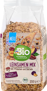 mix lněného semínka, sušených švestek a datlí dmBio