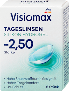 Lentile de contact zilnice din silicon-hidrogel dioptrie -2,50 Visiomax