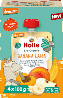 Quetschie Banana Lama Banane, Apfel, Mango & Aprikose ab dem 6. Monat Holle