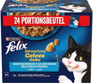 Nassfutter Katze, Sensations Gelée - Geschmacksvielfalt aus dem Wasser, Multipack (24x85  g) Felix