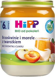 Brzoskwinie i morele z twarożkiem BIO, po 6. miesiącu HiPP