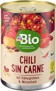 Eintopf Chili sin Carne mit Kidneybohnen & Weizenhack dmBio