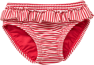 Schwimmwindel mit Rüschen & Ringel-Muster, rot & weiß, Gr. 74/80 PUSBLU