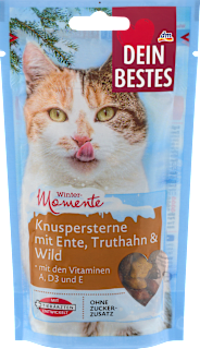 Dopolnilna hrana za mačke – prigrizek z raco, puranom in divjačino DEIN BESTES