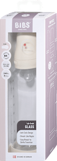 Steklena steklenička 240 ml, silikon - Ivory (srednji pretok), 2m+ BIBS